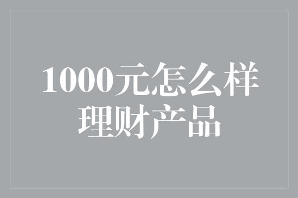 1000元怎么样理财产品