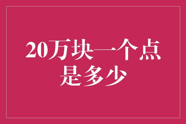 20万块一个点是多少