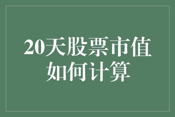 20天股票市值如何计算