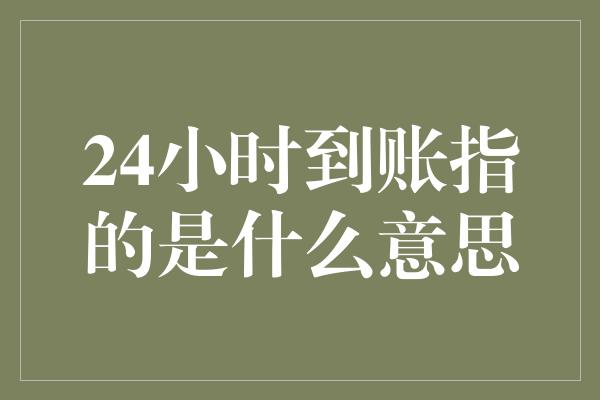 24小时到账指的是什么意思