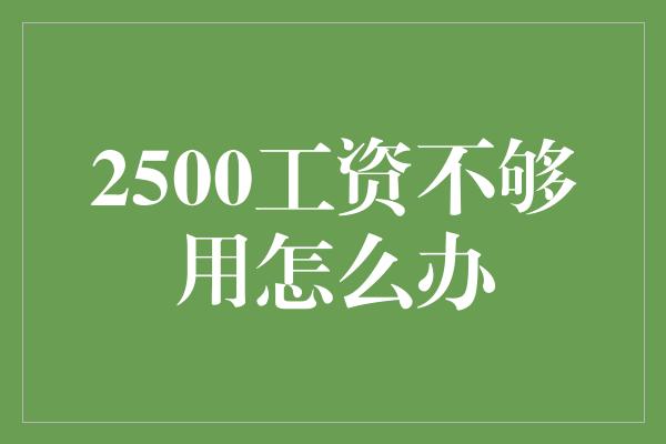 2500工资不够用怎么办