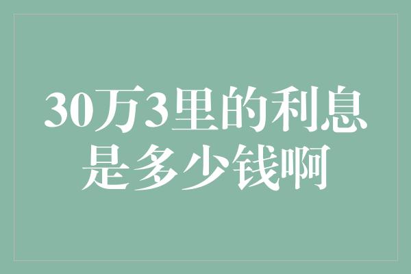 30万3里的利息是多少钱啊