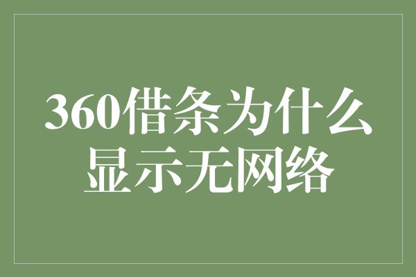 360借条为什么显示无网络