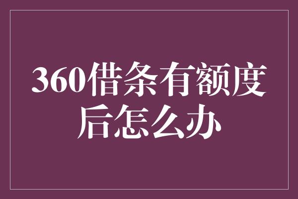 360借条有额度后怎么办