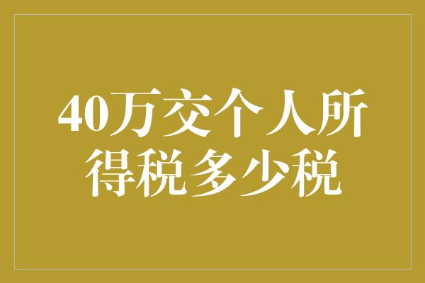 40万交个人所得税多少税