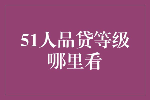 51人品贷等级哪里看