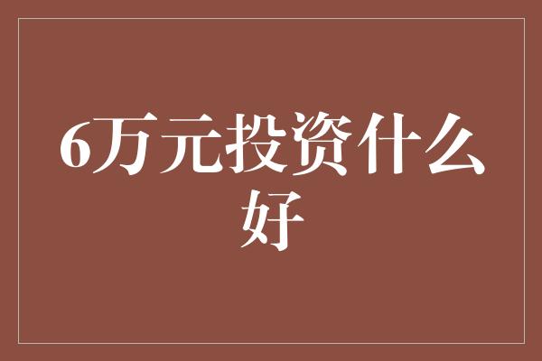 6万元投资什么好