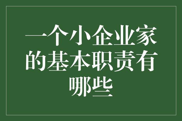 一个小企业家的基本职责有哪些