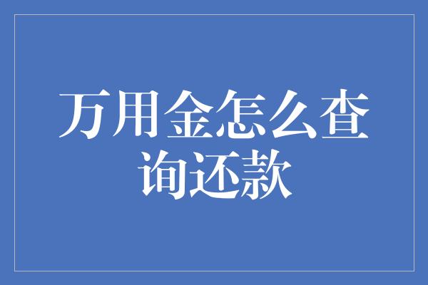 万用金怎么查询还款