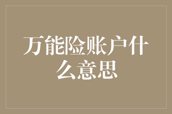 万能险账户什么意思