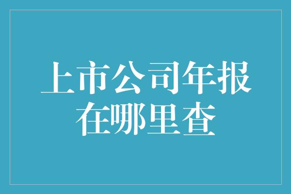 上市公司年报在哪里查