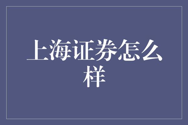 上海证券怎么样