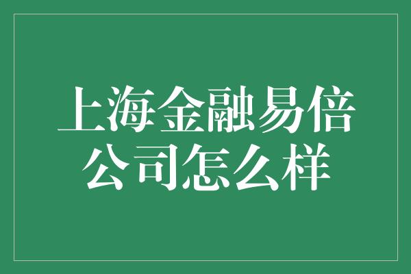 上海金融易倍公司怎么样