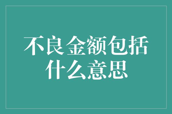 不良金额包括什么意思