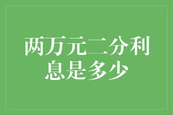 两万元二分利息是多少