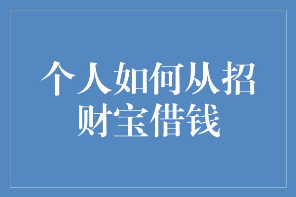 个人如何从招财宝借钱