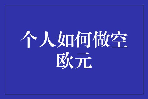 个人如何做空欧元