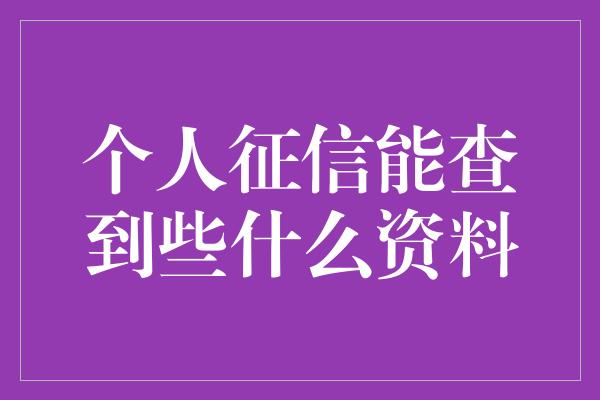 个人征信能查到些什么资料