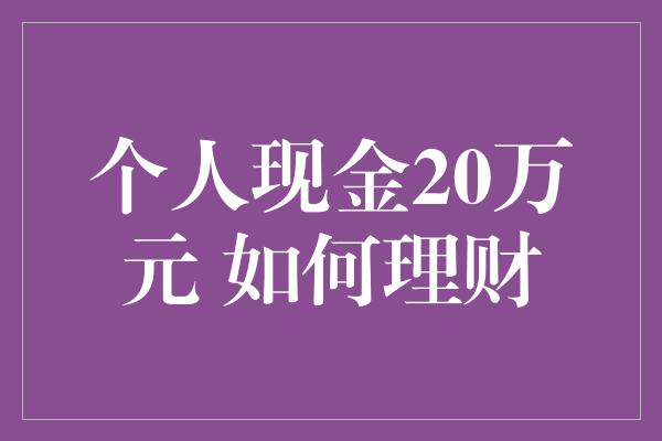 个人现金20万元 如何理财