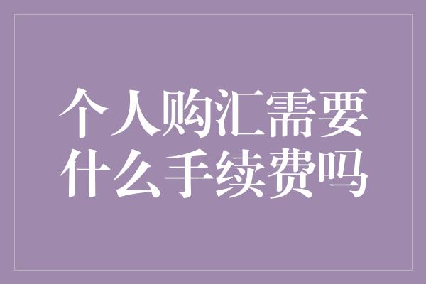 个人购汇需要什么手续费吗