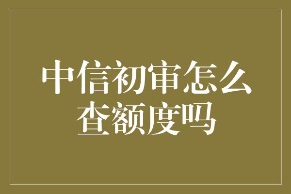 中信初审怎么查额度吗