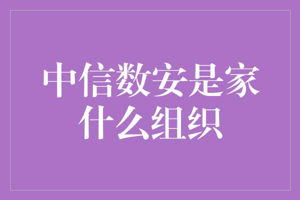 中信数安是家什么组织