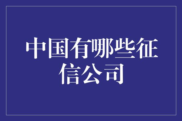 中国有哪些征信公司