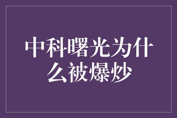 中科曙光为什么被爆炒