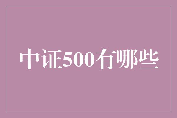 中证500有哪些