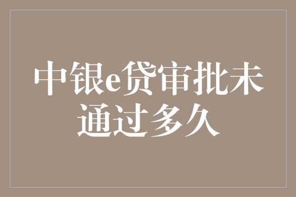 中银e贷审批未通过多久