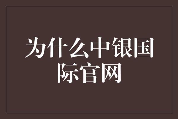 为什么中银国际官网