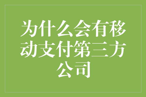 为什么会有移动支付第三方公司