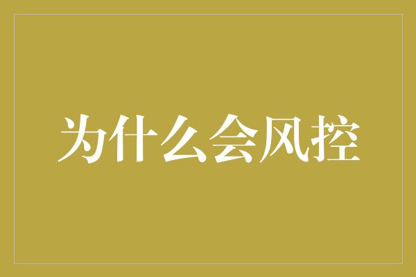 为什么会风控