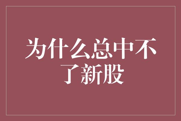 为什么总中不了新股