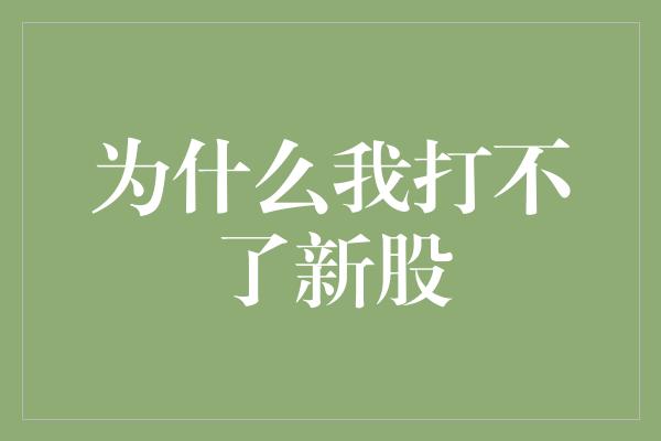 为什么我打不了新股