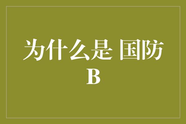 为什么是 国防B