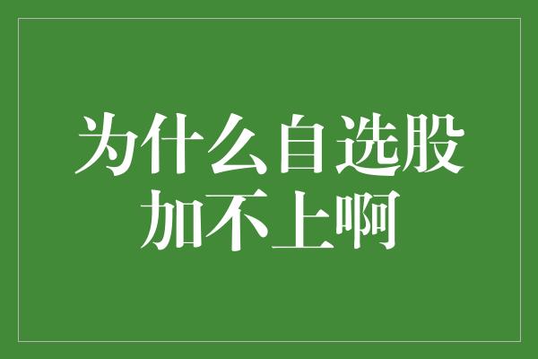 为什么自选股加不上啊