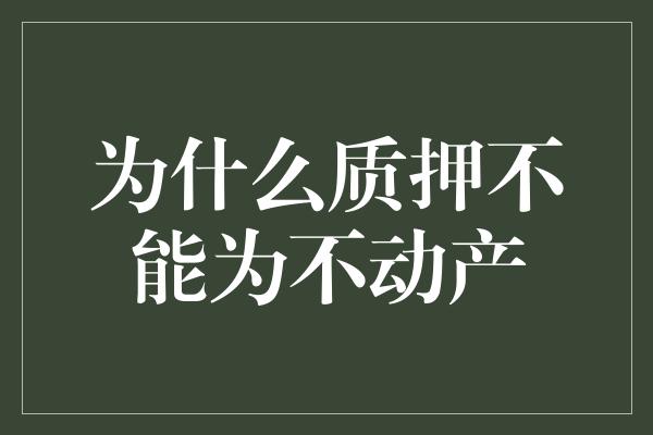 为什么质押不能为不动产