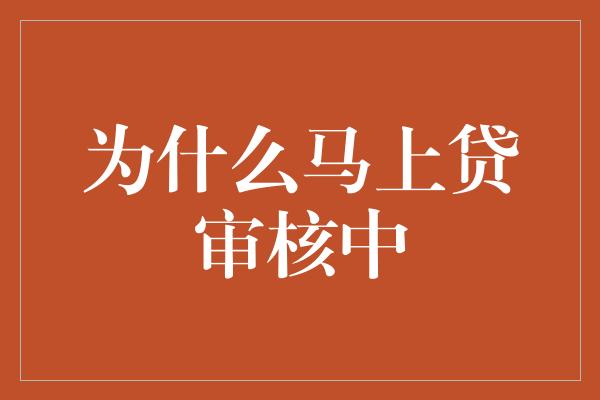 为什么马上贷审核中