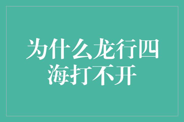 为什么龙行四海打不开