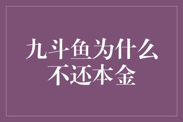 九斗鱼为什么不还本金