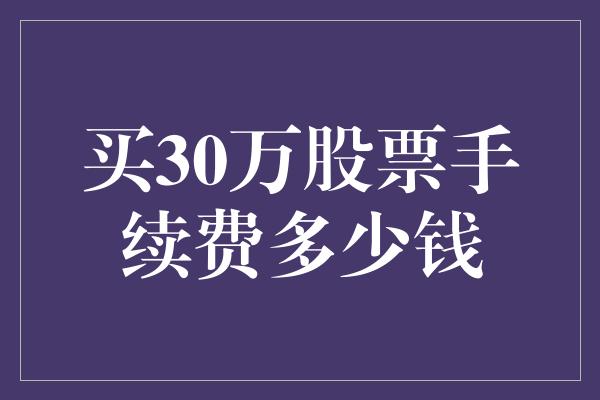 买30万股票手续费多少钱