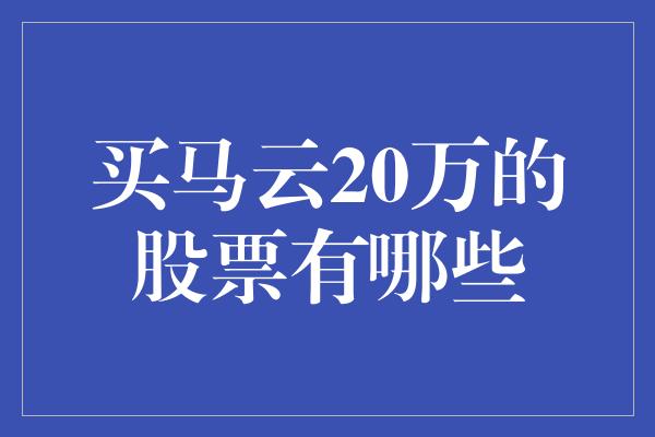 买马云20万的股票有哪些