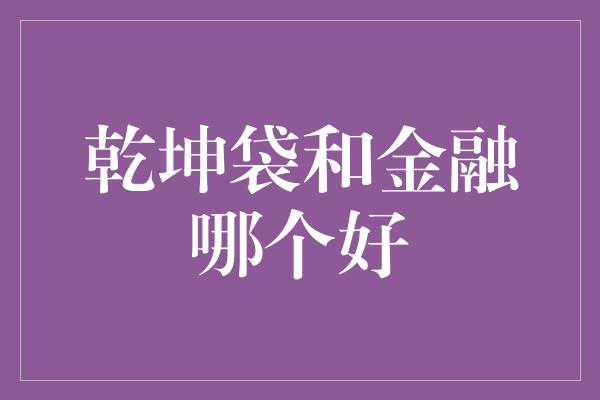 乾坤袋和金融哪个好