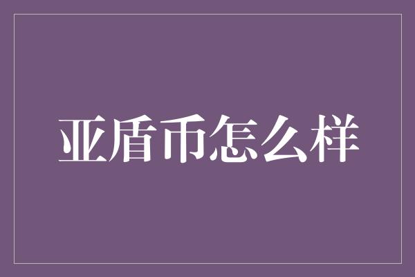 亚盾币怎么样