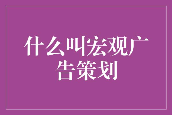 什么叫宏观广告策划