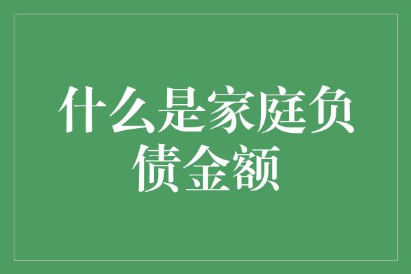 什么是家庭负债金额