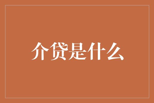 介贷是什么