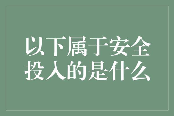 以下属于安全投入的是什么