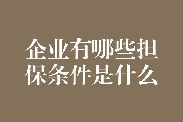 企业有哪些担保条件是什么